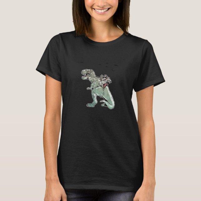 Jesus Riding A Dinosaur  Offensive T-Shirt (Front)