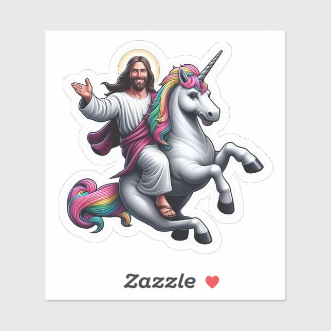 Jesus riding a unicorn! sticker (Sheet)