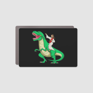 Jesus Riding Dinosaur Funny Parody Tyrannosaurus R Car Magnet