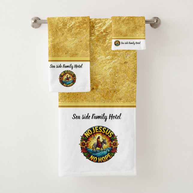 Jesus Riding Donkey Inspires Everlasting Hope Bath Towel Set (Insitu)