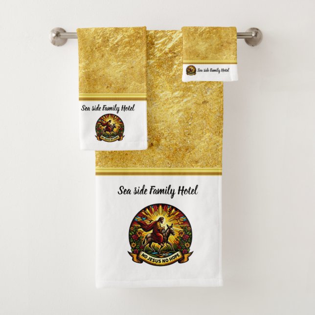 Jesus Riding Donkey Radiates Eternal Hope Bath Towel Set (Insitu)