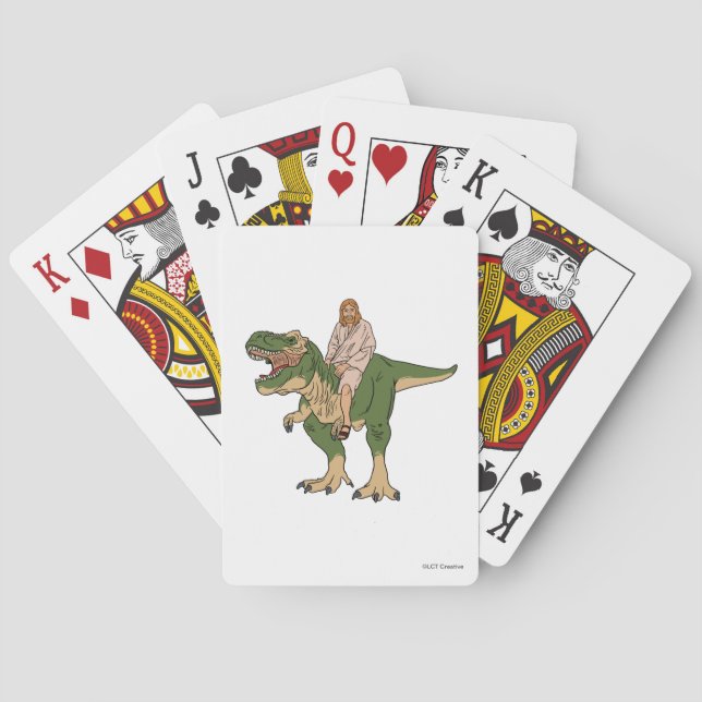 Jesus Riding T-Rex Poker Cards (Back)