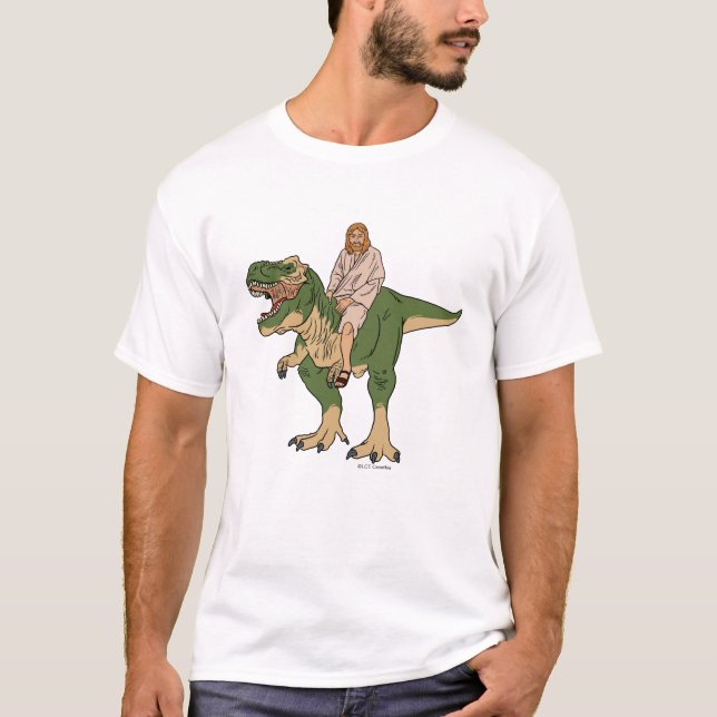 Jesus Riding T-Rex T-Shirt (Front)