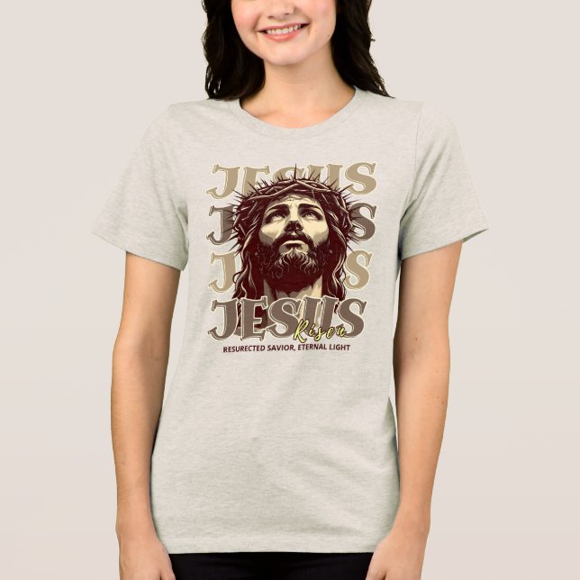 Jesus Risen - Jesus Christ Artistic  Tri-Blend Shirt (Front)