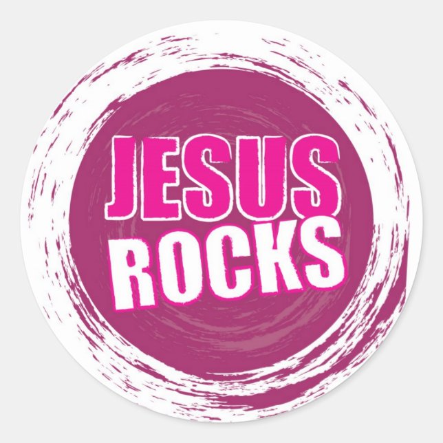 Jesus Rocks 1 Pink Classic Round Sticker (Front)