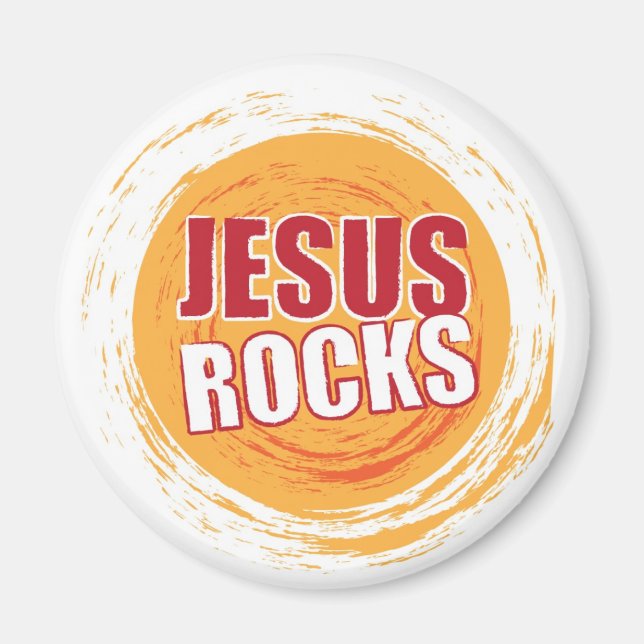 Jesus Rocks 2 Orange Magnet (Front)