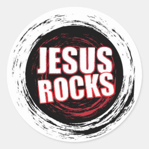 Jesus Rocks 5 Black Classic Round Sticker