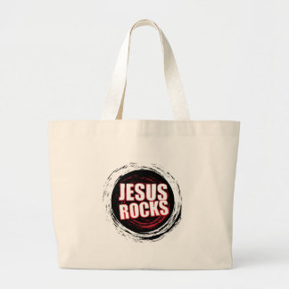 Jesus Rocks 5 Black Large Tote Bag