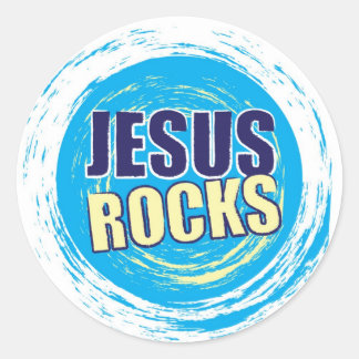 Jesus Rocks 7 Blue & Yellow Classic Round Sticker