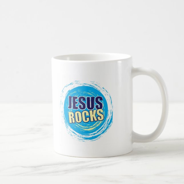 Jesus Rocks 7 Blue & Yellow Coffee Mug (Right)