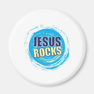 Jesus Rocks 7 Blue & Yellow Magnet