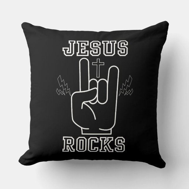 Jesus Rocks Biblical Festival Throw Pillow (Front)