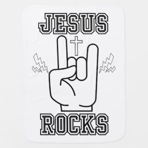 Jesus Rocks Biblical Festival W/B Baby Blanket
