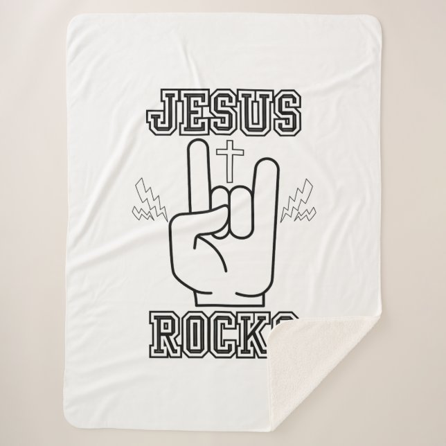 Jesus Rocks Biblical Festival W/B Sherpa Blanket (Front)