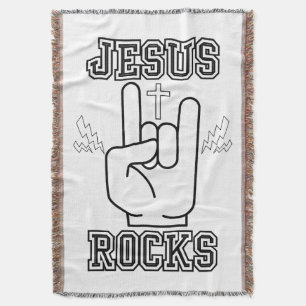 Jesus Rocks Biblical Festival W/B Throw Blanket