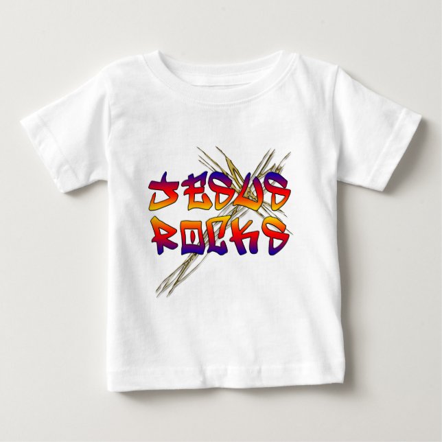 Jesus Rocks Christian Baby T-Shirt (Front)