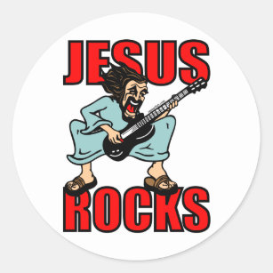 JESUS ROCKS CLASSIC ROUND STICKER