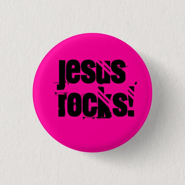 Jesus Rocks! - Customized Button (Front)