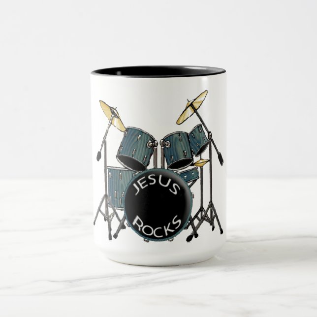 Jesus Rocks- drummer    Mug (Center)