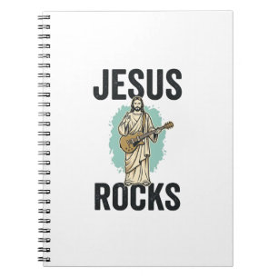 Jesus Rocks Guitar Vintage Christian Engraving Des Notebook