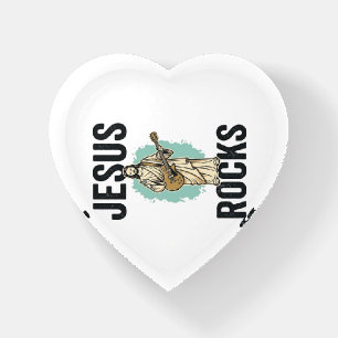 Jesus Rocks Guitar Vintage Christian Engraving Des Paperweight