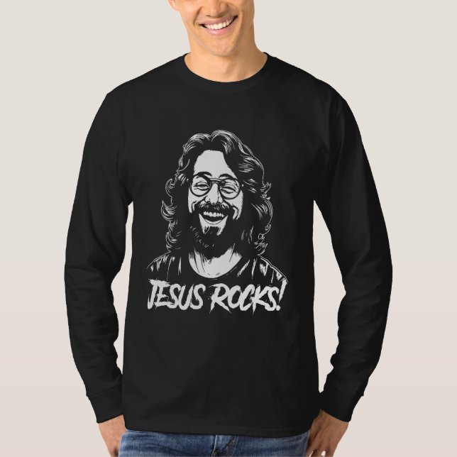 Jesus Rocks  Musician Rocker Christ T-Shirt (Front)