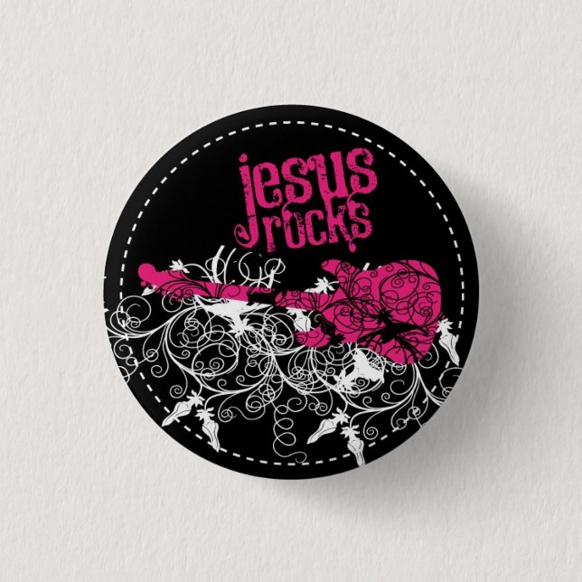 Jesus Rocks Pinback Button (Front)