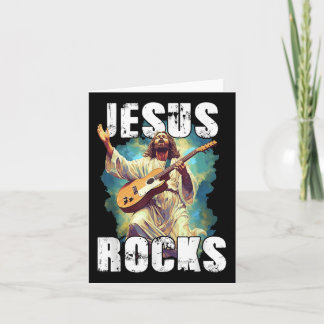 Jesus Rocks With Guitar - Funny Christian Rocks Ch Card