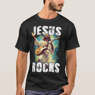 Jesus Rocks With Guitar - Funny Christian Rocks Ch T-Shirt