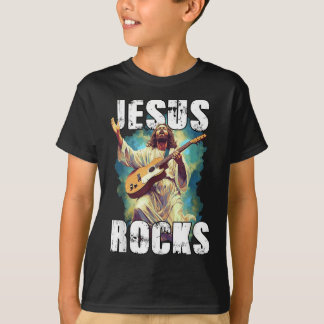 Jesus Rocks With Guitar - Funny Christian Rocks Ch T-Shirt