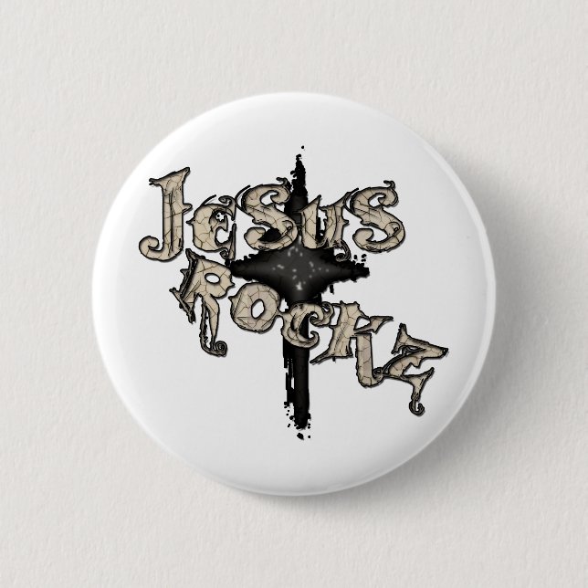 Jesus Rockz Christian Button (Front)