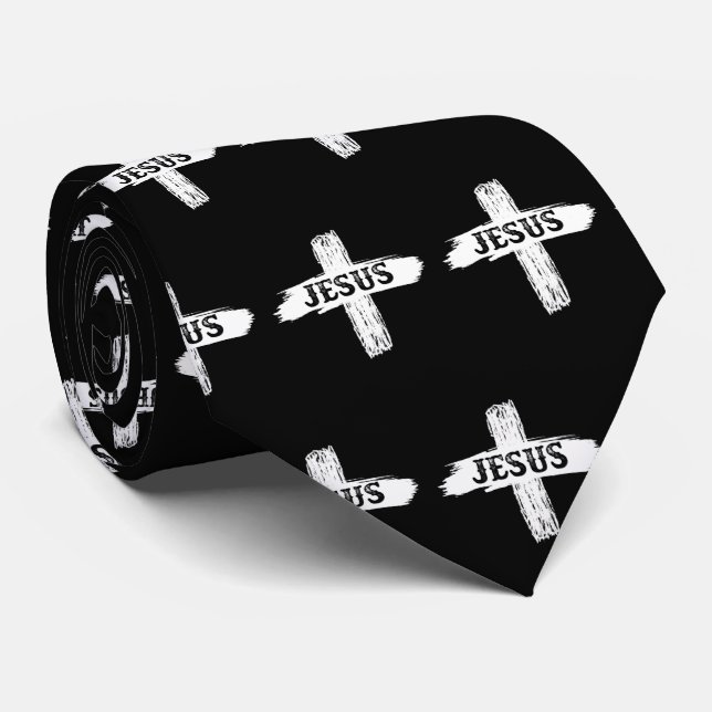 Jesus Rugged Cross Neck Tie (Rolled)