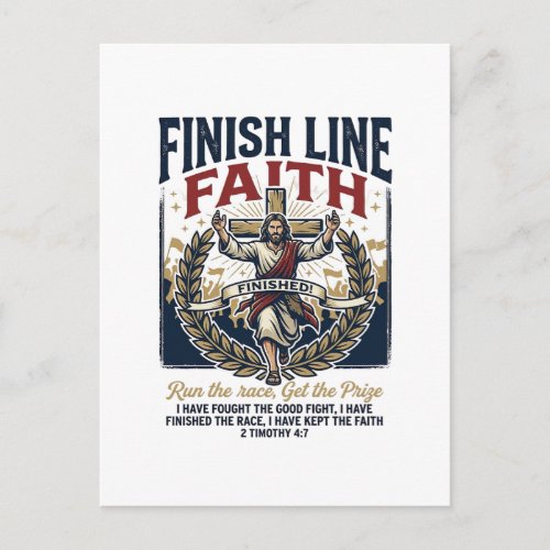Jesus Running Marathon Vintage Shirt Christian Gra Postcard