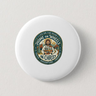 Jesus RV Camper Life Vintage Shirt Christian Graph Button