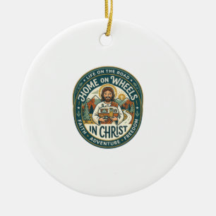 Jesus RV Camper Life Vintage Shirt Christian Graph Ceramic Ornament