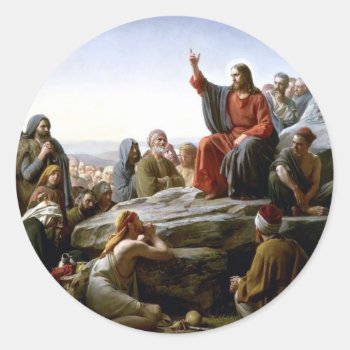 Jesus 's Sermon-on-the-mount-by-bloch Classic Round Sticker by allpicturesofjesus at Zazzle
