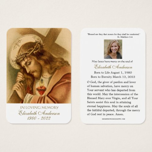 Jesus Sacred Heart Catholic Funeral  Holy Card 