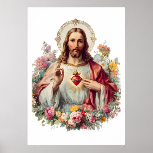 Jesus Sacred Heart Catholic Religious Christian Poster