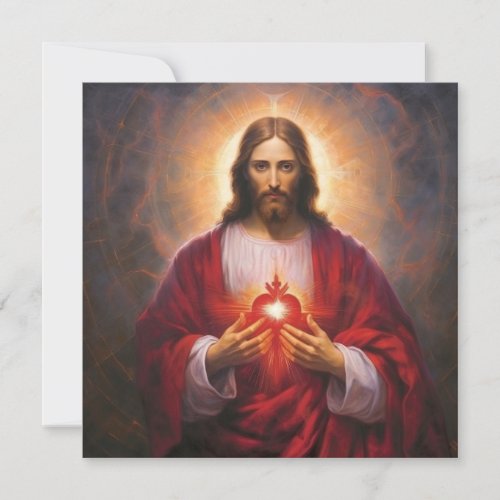 Jesus sacred heart oil painting card