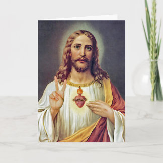 Jesus Sacred Heart Peace Sign Portrait Card