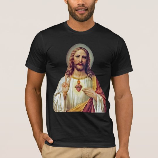 Jesus Sacred Heart Peace Sign Portrait T-Shirt