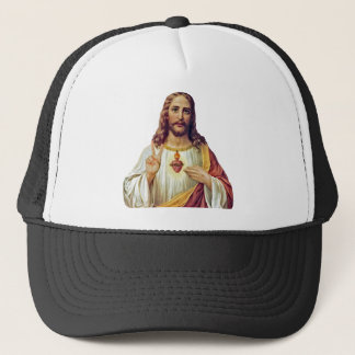 Jesus Sacred Heart Peace Sign Portrait Trucker Hat