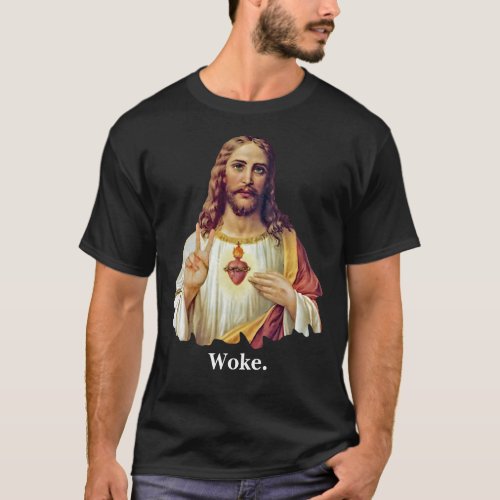 Jesus Sacred Heart Peace Sign Portrait Woke T_Shirt