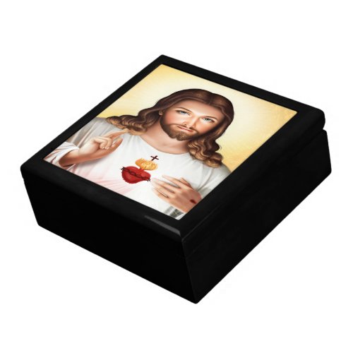 Jesus Sacred Heart Wooden Jewelry Keepsake Box