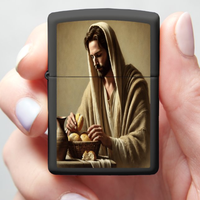 Jesus’ Sacred Meal with Loaves  Zippo Lighter (In Hand)