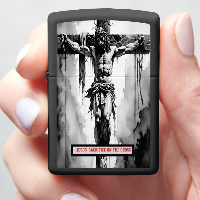 Jesus' sacrifice on the cross zippo lighter (In Hand)