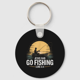 Jesus Said Go Fishing Christian Fisherman Bible Ve Keychain