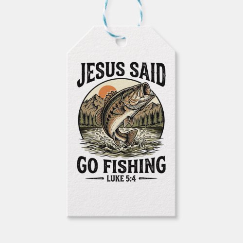 Jesus Said Go Fishing Vintage Bass Christian Gift Tags