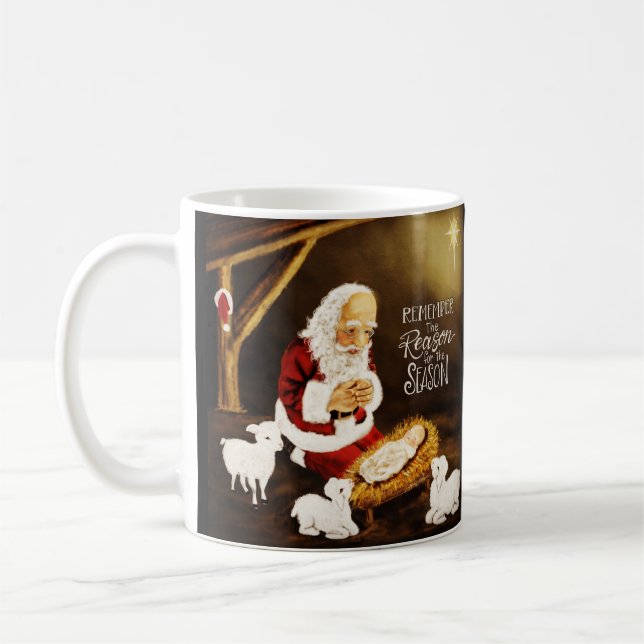 Jesus Santa Reason for the Season Christmas Coffee Mug (Left)