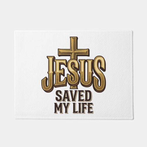 Jesus Saved My Life Cross Vintage Doormat